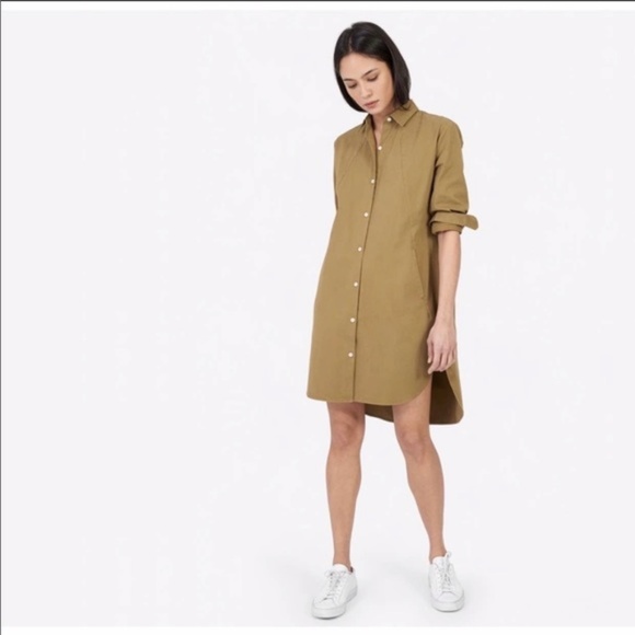 Everlane Twill Shirt Dress in Ochre 2 - Picture 1 of 5